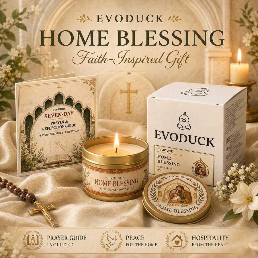 EVODUCK 1件聖家宗教禮品盒蠟燭,家居祝福虔誠錫罐蠟燭,附7日禱告經文反思手冊,信仰平安款待裝飾,適用於祭壇、玄關、邊桌、玄關桌,適合送給父母與家人的喬遷禮物 - 宗教蠟燭 - 查看 1