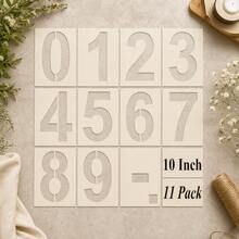 11pcs 10 Inch Large Cream White Number Painting Stencils Reusable PET Plastic Templates For Wood Signs Wall Fabric Canvas DIY Crafts - Sets - View 9