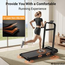 CURSOR FITNESS 3 In 1 Walking Pad Treadmill With 16% Incline, Folding Treadmill With Handle Bar, Portable Treadmills For Home Small, 300 Lbs Capacity - View 4
