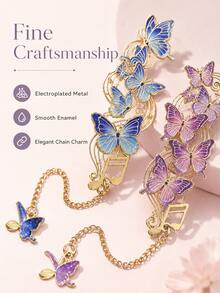 1pc Elegant Hollow‑Carved Butterfly Metal Bookmarks With Chain Pendant, Musical Note Design Page Marker, Art Decor Stationery Gift For Book Lovers - Multiple Styles - View 4