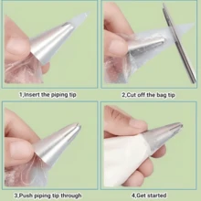 139pcs Cake Decorating Tools, Includes 110 Thickened Piping Bags, 24 Piping Tips, 1 Cream Puff Tip, 1 Pastry Mold, Connectors And Other Piping Tools, Suitable For Home Baking, Buttercream DIY - View 3