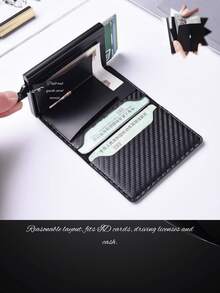 時尚商務男士錢包卡夾，鋁合金自動彈出卡槽 RFID 防消磁 PU 皮革卡包，6 色可選，適合日常通勤，生日、聖誕、萬聖節、感恩節禮物，實用高級便攜 - A - 查看 8