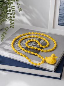 Cute Yellow Duck Beaded Chain Decor, Cartoon Duck‑Shaped Link Chain Ornament With Duck Pendant, Fun DIY Decor Accessory For Desktop Photo Prop - 1PC - View 1