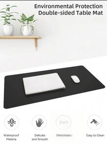 DANYCASE Alfombrilla de escritorio grande de PU impermeable, alfombrilla para ratón, alfombrilla para teclado de escritorio, alfombrilla para ratón de juego, accesorios de computadora - Negro - Ver 4