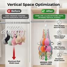 1件/2件 360°旋轉6爪衣櫥收納掛鉤，省空間雙層掛鉤，適用於背心、腰帶、領帶、圍巾、手提包、包包，宿舍必需品與居家收納配件 - A - 查看 2