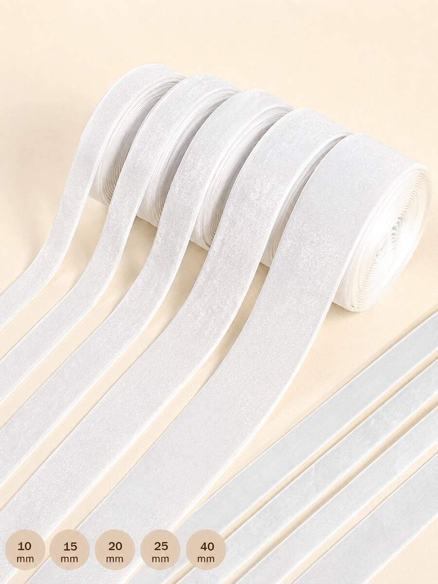 5.1 Yards DIY Handmade Materials White Sequin Plush Ribbon Roll 5 Widths (10mm-40mm) Shiny Plush Fabric Decoration Suitable For Bridal Wedding Bouquets, Hair Accessories, Gift Wrapping Essential For Crafters, Florists, DIY Enthusiasts, Wedding Aesthetic Lovers Multiple Sizes Sequin Plush Ribbon Sewing Accessories - Crystal Glitter Flocked Ribbon - View 1