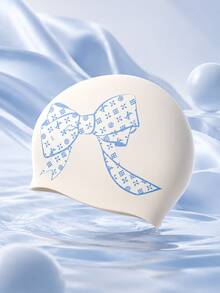 Yuke Vintage Bow Print Silicone Swim Cap, Waterproof Soft Comfortable Ear Protection, Extra Large Long Hair Coverage, Essential For Swimming Pool, Beach, Cruise - Multicolor - View 6