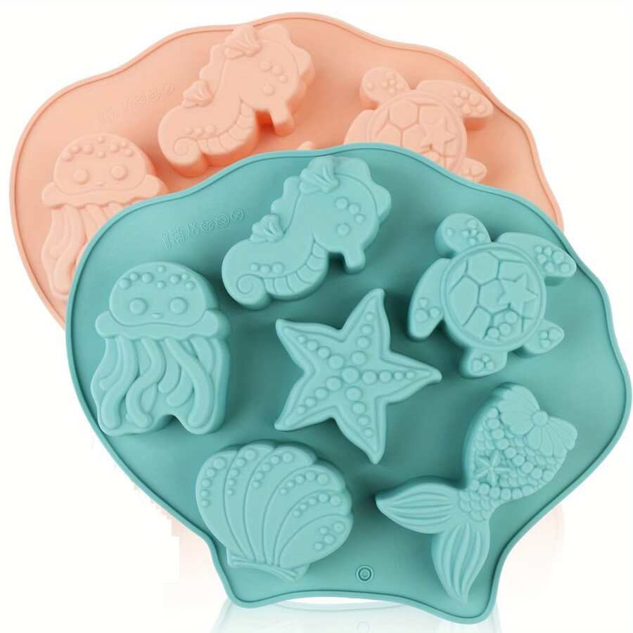 1 buah Cetakan Silikon Makhluk Laut Bentuk Kuda Laut, Kura-kura, Putri Duyung, Alat Pembuat Lilin Aromaterapi DIY, Cetakan Resin Epoksi DIY, Cocok untuk Dekorasi Rumah, Hadiah Liburan, Kreasi Kerajinan Rumah, Pembuatan Ornamen Dekoratif - MultiWarna - View 1