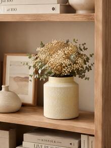 1pc Cream Ribbed Vase, Modern Minimalist Fresh Flower Vase, Suitable For Fresh Flowers, Reed Grass And Green Plants, Neutral Bohemian Farmhouse Style Desktop Decor, Suitable For Living Room, Dining Table, Entryway, Shelf, Fireplace Mantel, Housewarming Gift - Multiple Models 2 - View 4