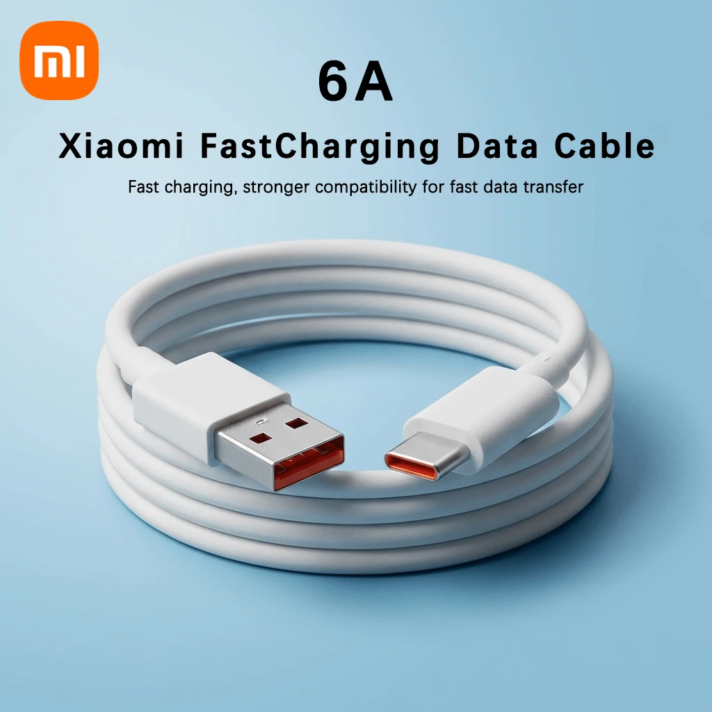 Xiaomi 6A Type-C Data Cable, 3.3ft - Supports 120W/67W/45W/33W Fast Charging, Compatible With Redmi/Android Devices - White - View 1