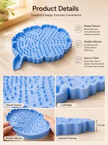 1PC/2PCS Leaf Shaped Silicone Trivet Mat, Heat Resistant Table Coaster, Multifunctional Drainage Pad, Non-Slip Pot Bowl Holder For Kitchen Dining Table Decor - View 7