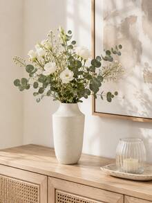 1pc Cream Flower Vase, Neutral Textured Vase For Fresh Or Dried Flowers, Modern Boho Farmhouse Decor, Minimalist Tabletop Centerpiece For Living Room, Bedroom, Entryway, Dining Table, Shelf, Mantel And Wedding Home Decor - Multiple Styles - View 12