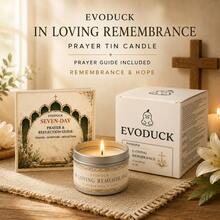 EVODUCK 1件裝紀念宗教蠟燭禮盒，虔敬追思錫罐蠟燭附7日禱告經文反思小冊子，祭壇紀念角落裝飾，適合邊桌、亡靈節/週年紀念禮物 - 宗教蠟燭 - 查看 3