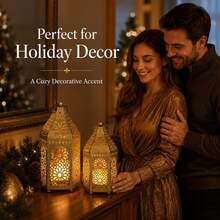High-End Moroccan Style Metal Lantern Set, Hollow Projection Iron Candle Holder, Suitable For Halloween, Valentine's Day, Thanksgiving And Christmas Holiday Tabletop Decor, Home Kitchen Decoration - Child-Friendly, Easy Installation - A - View 8