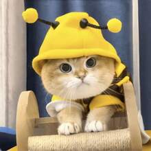 1pc Pet Bee Cosplay Hoodie Sweatshirt, Cute Animal Pet Costume - Yellow - View 3