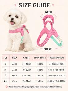 1pc Adjustable Pet Saddle-Style Harness, Soft Sponge Handle Design, Reflective Wavy Stripe Dog Chest Strap, Lightweight Comfortable Small Dog Puppy Walking Harness, Outdoor Pet Supplies, Cat Dog Accessories Dog Leash Harness, Small Dog Harness, Puppy Travel Essential, Car Pet Supplies, Cat Dog Goodies, Dog Leash, Cute Pet Outdoor Walking Gear - Multicolor - View 2