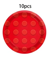 10pcs/40pcs/80pcs Building Block Theme Party Paper Plates, 7/9 Inch Round Paper Plates With Building Block Embossed Pattern, 4 Vibrant Colors (Red/Yellow/Green/Blue), Suitable For Birthday Party, Building Block Theme, Celebration, Building Block Theme Game Night, Picnic, Family Gathering - Multicolor - View 13