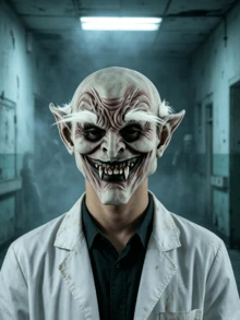 1pc Halloween Costume Mask, Scary White Eyebrow Old Monster Costume Prop - Multicolor - View 2