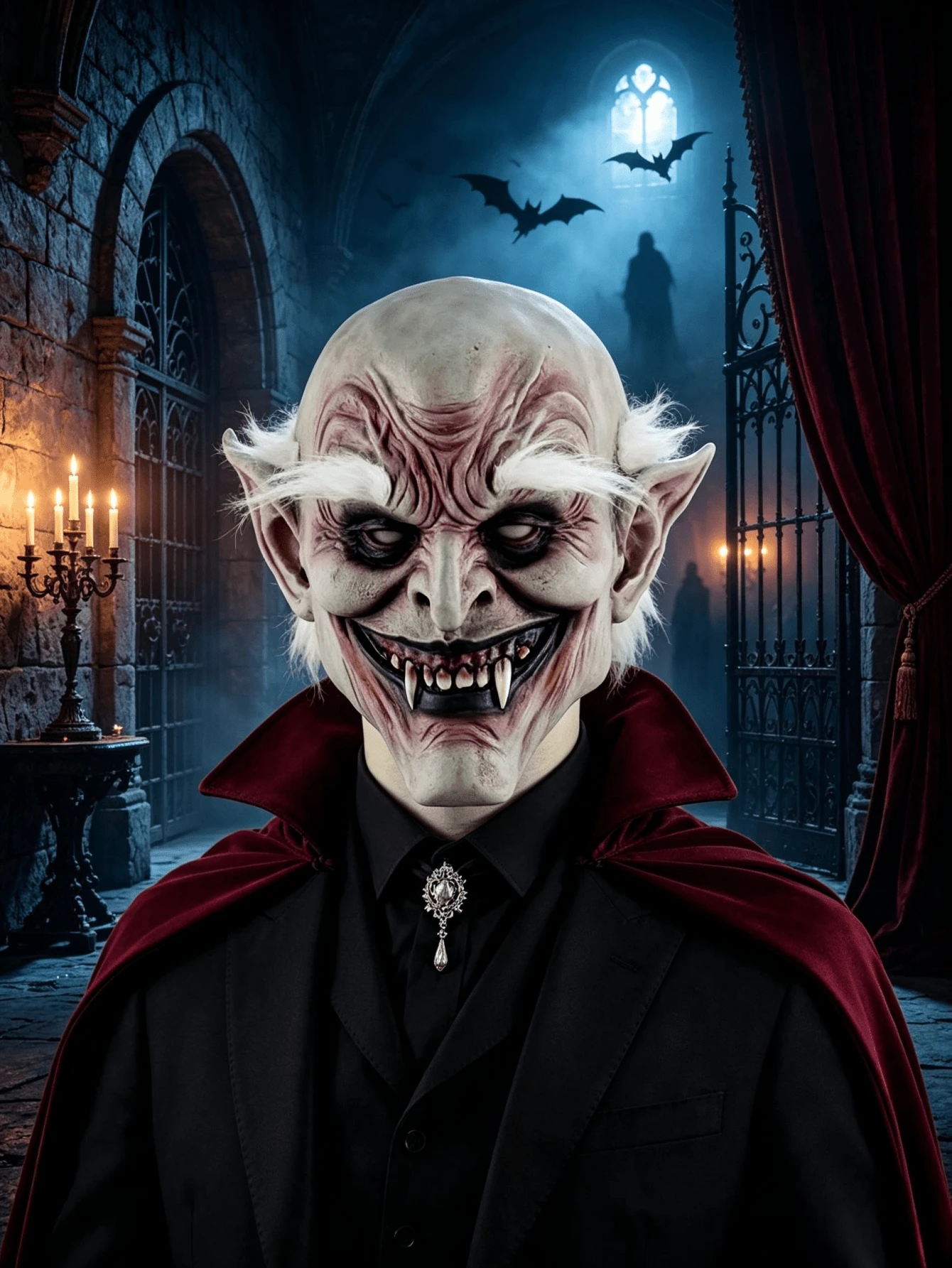 1pc Halloween Costume Mask, Scary White Eyebrow Old Monster Costume Prop - Multicolor - View 1