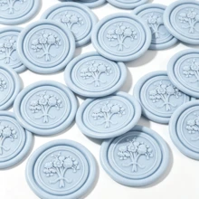 20入 3D 浮雕花束自黏式蠟封貼紙，適用於禮物、婚禮邀請函、信封封口－淺藍色 - 花束-淺藍 - 查看 4