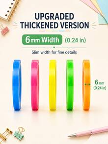 Ultra-Thin Index Tab Transparent Removable Stickers, Waterproof Writable Fluorescent Colors, 5 Colors, School Supplies, Back To School Season. Calendar Marking Labels Back To School Season. Also Suitable For Home Decor. - one-size - View 13