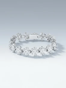 Luxury Moissanite Tennis Bracelet 925 Sterling Silver Secure Clasp Design Sparkling Bracelet Wedding Birthday Gift For Women - Silver - View 8