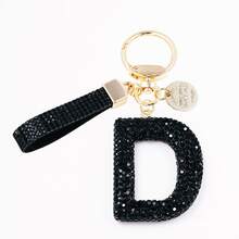 1pc Shiny Black Crystal Letter Bag Charm/Llavero, Glitter Alphabet Keychain For Handbag Daily Use, Gift Labor Day Halloween Thanksgiving Christmas - Black - View 28