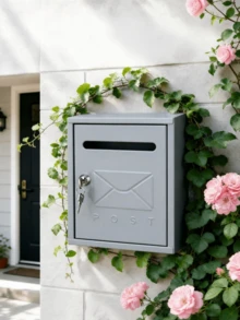 Thickened Metal Mailbox, Waterproof And Rust‑Proof For Outdoor Use, Wall‑Mounted For Easy Installation, Stores Letters And Newspapers, Available In Black And White To Match Courtyard Home Decor - A - View 2