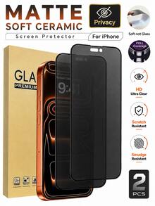 CASECOPS 2Pcs Ceramic Frosted Anti-Peeping Film, Compatible With IPhone 18 Pro Max/18 Pro/17 Pro Max/17 Pro/17 Air/17e/17/16 Pro Max/16 Pro/16 Plus/16e/16/15/14/13/12/11 And Other Series,Soft Matte Texture With A Silky Smooth Touch, Full Coverage, Anti-Fingerprint, Anti-Scratch, Compatible Phone Cases - 2Pcs - View 16