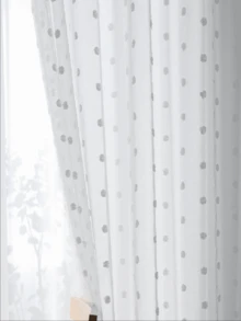 1 Panel Or 2 Panels White Polka Dot Fluffy Ball Sheer Curtain, Modern Minimalist Style, Rod Pocket Design, Translucent Not See-Through, Washable, Easy Care, Suitable For Living Room, Bedroom, Various Room Decor - White - View 7