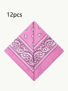 12pcs Fashion Paisley Pattern Square Handkerchiefs Unisex Versatile Accessories DIY Headscarf Hair Tie Scarf All Seasons - Multicolor - View 20