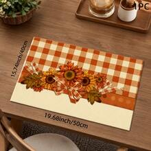 Vintage Floral Plaid Pattern Printed Drainage Mat/Absorbent Mat/Drying Mat For Coffee Machine And Tableware - Absorbent Polyester Desktop Protector With Rubber Non-Slip Backing, For Kitchen Countertop Decoration - Home, Bar And Dining Table Placemat - Multicolor - View 3