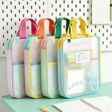 1pc Large Opening Storage Tote Bag | Colorful Portable Tutoring Bag Stationery Organizer EVA Material - Multicolor - View 1