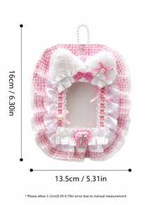 6pcs Cute Japanese Style Lace Photo Card Holders, 6 Colors Plaid Fabric Lanyard Badge Holders, 3 Inch Photo Card Sleeves, Anime ACG Collection Card Storage, Idol Photo Protective Covers, Keychain Bag Pendant, Student ID Card Holder, Gift For Girl Fans - One Size Fits All - View 4