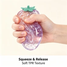 1pc Squishy Christmas Glitter Strawberry Squeeze Toy, Creative Stress Relief Toy, Soft Texture Comfortable To Squeeze, Daily Essential, Holiday Gift (Random Color) - Multicolor - View 4