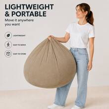 TAIMASI 1pc Gray Beanless Bag Inflatable Lounge Chair, Flocking Multifunctional Portable Inflatable Sofa, Round Single Sofa For Living Room, Office Lunch Break, Outdoor Picnic Camping - Perfect For Labor Day, Thanksgiving, Christmas, And New Year's - Grey - View 5