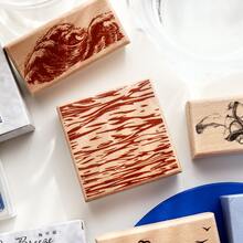 Wooden Rubber Stamp With Wave And Seagull Pattern, Decorative Wooden Stamp For Scrapbooking, Journaling, Diary, Handmade DIY Art Supplies - Single Piece - View 3