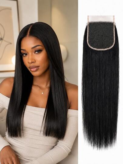 ARABELLA 6x5 Transparent Lace Frontal Closure 8-20 Inch Straight Frontal Free Part 100% Human Hair Extensions Pre Plucked Natural Hairline Natural Color Bleached Knots Soft & Smooth