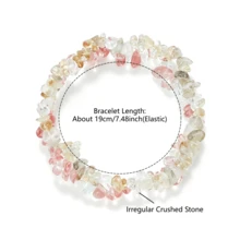 1Pc Double‑Row Natural Stone Chips Bracelet Irregular Gravel Beaded Elastic Bangle For Women Couple Healing Crystal Jewelry Gift - Multicolor - View 7