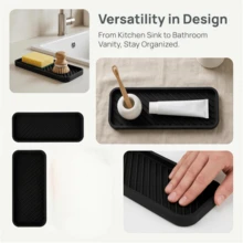 1PC Sink Protector, Sink Splash Guard, Silicone Waterproof Mat, Washbasin, Simple Silicone Soap Holder, Bathroom Faucet Drainer, Storage Cover, Kitchen Accessories Sink Basin - Multi-Functional Storage And Drying Mat, Heat Insulation Mat, Sink Organizer For Cleaning Tools, Including Soap Dispenser, Brush And Sponge - Multicolor - View 6