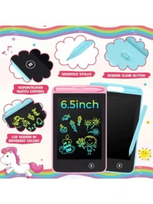 6.5 Inch Electronic Writing Tablet, Doodle Board, Portable Erasable Drawing Board, Reusable Writing Pad, Suitable For Arts And Crafts, Home, School And Office - Multicolor - View 3