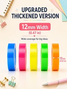 Ultra-Thin Index Tab Transparent Removable Stickers, Waterproof Writable Fluorescent Colors, 5 Colors, School Supplies, Back To School Season. Calendar Marking Labels Back To School Season. Also Suitable For Home Decor. - one-size - View 11