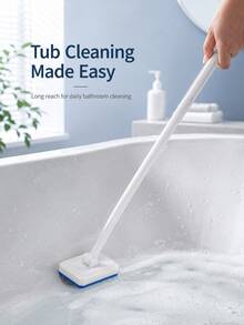 4/3/2pcs Long Handle Bathroom Sponge Brush, Multi-Functional Bathtub Tile Scrubber, Replaceable Brush Head, Lightweight Cleaning Tool, Suitable For Shower, Wall, Floor, Glass, Sink, Toilet, Kitchen Countertop, Home Bathroom Cleaning And Daily Use - Multicolor - View 1