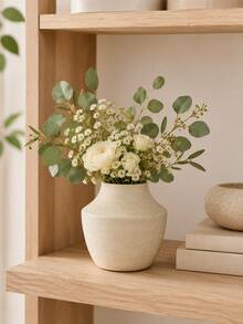 1pc Beige Textured Vase, Modern Minimalist Flower Vase For Fresh Flowers & Greenery, Neutral Boho Farmhouse Home Decor For Living Room, Entryway, Dining Table, Shelf, Mantel, Tabletop Centerpiece And Housewarming Gift - Multiple Styles - View 3