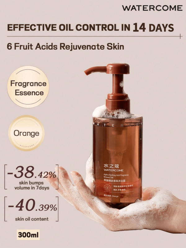 WATERCOME 300ml Fragrant Bath Gel, Containing Essential Oils, Soap-Free, Suitable For Dull/Rough/Lack-Luster Skin, Brightens/Softens/Moisturizes Skin, Low Allergenicity, Non-Comedogenic