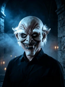 1pc Halloween Costume Mask, Scary White Eyebrow Old Monster Costume Prop - Multicolor - View 8