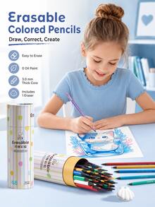 12/24/36/48 Colors Erasable Colored Pencil Set, Thick Soft Core Washable Colored Pencils, Break-Resistant Art Supplies, Suitable For Children And Students - Multicolor - View 3