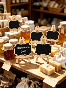1pc/6pcs/12pcs Mini Wooden Blackboard With Easel, Erasable Desktop Chalkboard, Wedding Table Number Seat Card, Christmas Thanksgiving Party Tabletop Decor Sign - Blackboard With Stand - View 2