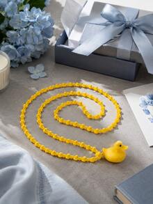 Cute Yellow Duck Beaded Chain Decor, Cartoon Duck‑Shaped Link Chain Ornament With Duck Pendant, Fun DIY Decor Accessory For Desktop Photo Prop - 1PC - View 2