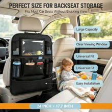 2pcs Car Back Seat Organizer With 10-Inch Tablet Holder, 9 Storage Pockets, Waterproof Kick Mat Seat Back Protector, Suitable For Kids And Toddlers, Multi-Pocket Car Travel Storage Accessory - Multicolor - View 5